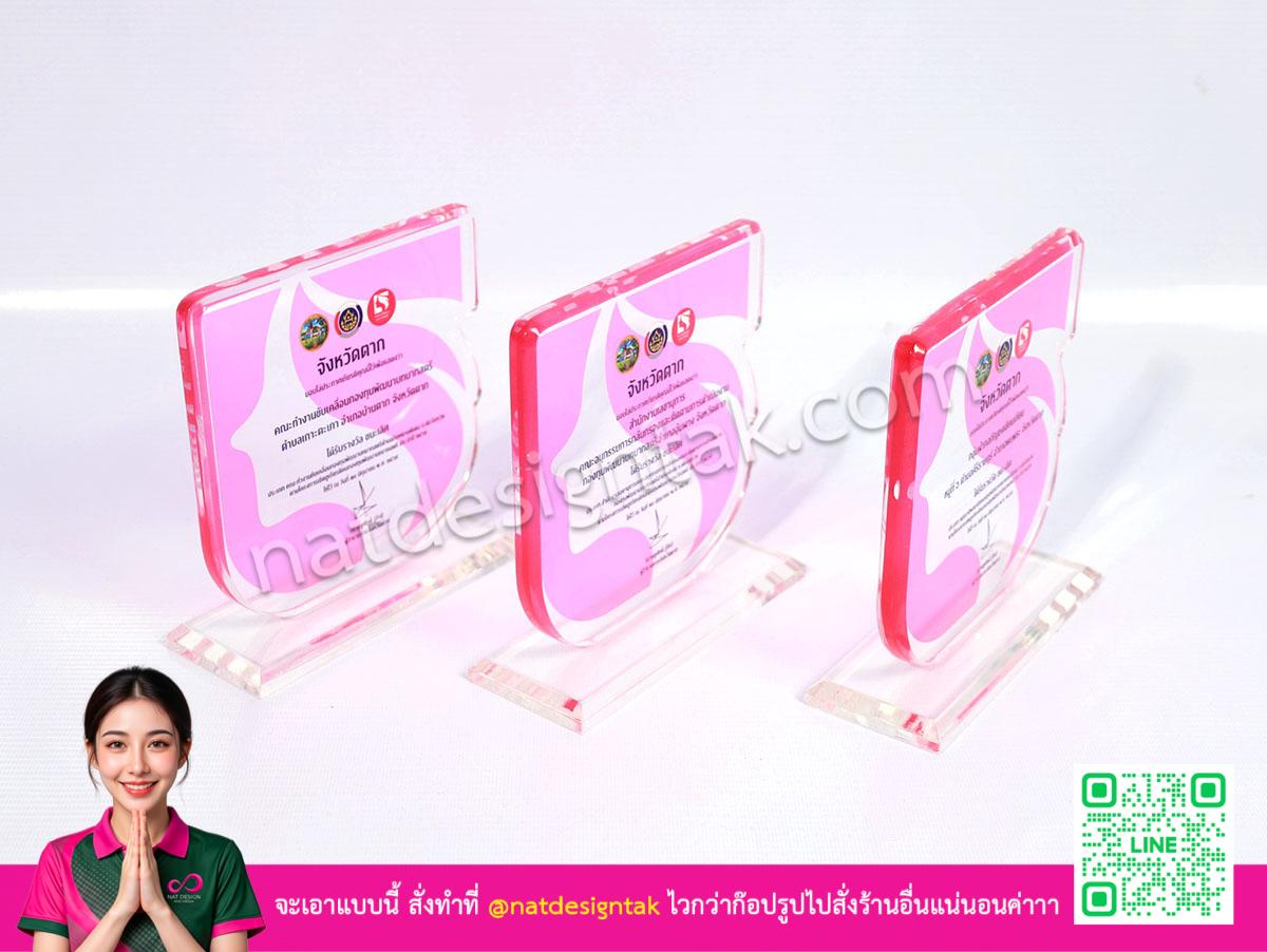 ตัวอย่างโล่รางวัลสตรี หลายขนาด ออกแบบแตกต่าง
