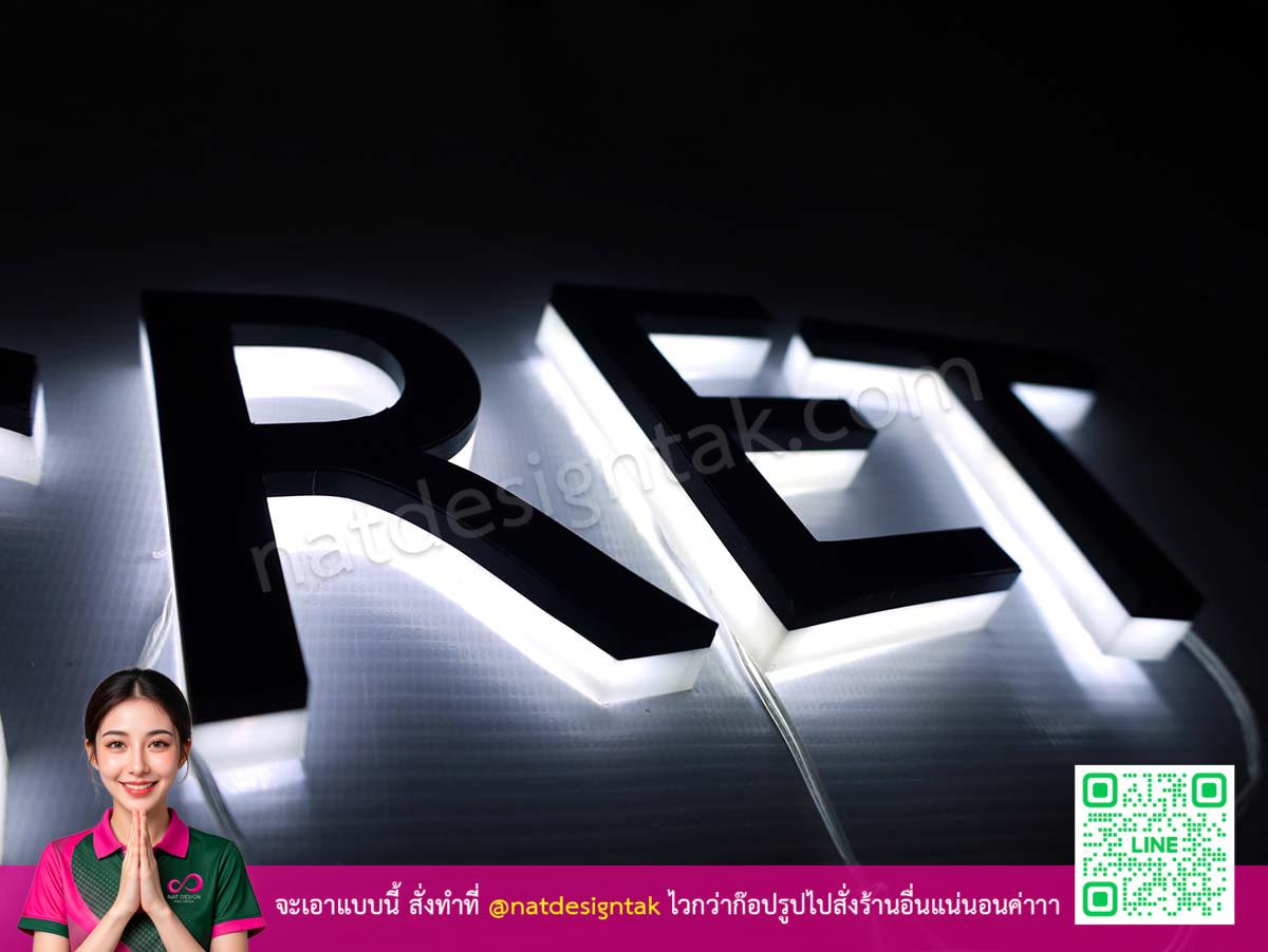 ชุดตัวอักษร REST พร้อมไฟ LED ฉากหลังดำ
