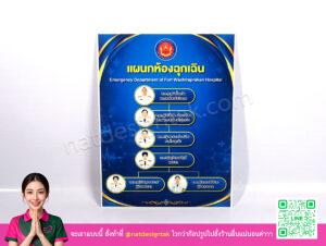 บอร์ดพนักงานแผนกห้องฉุกเฉิน โรงพยาบาลค่ายวชิรปราการ พิมพ์ UV ฟิวเจอร์บอร์ด
