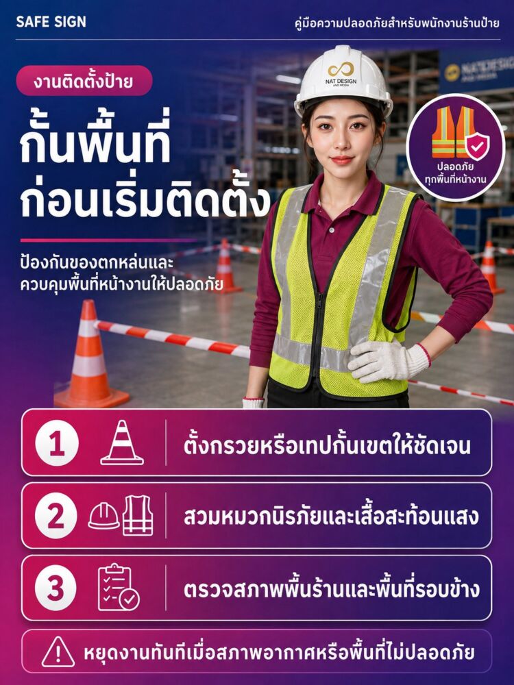 กั้นพื้นที่ก่อนเริ่มติดตั้ง