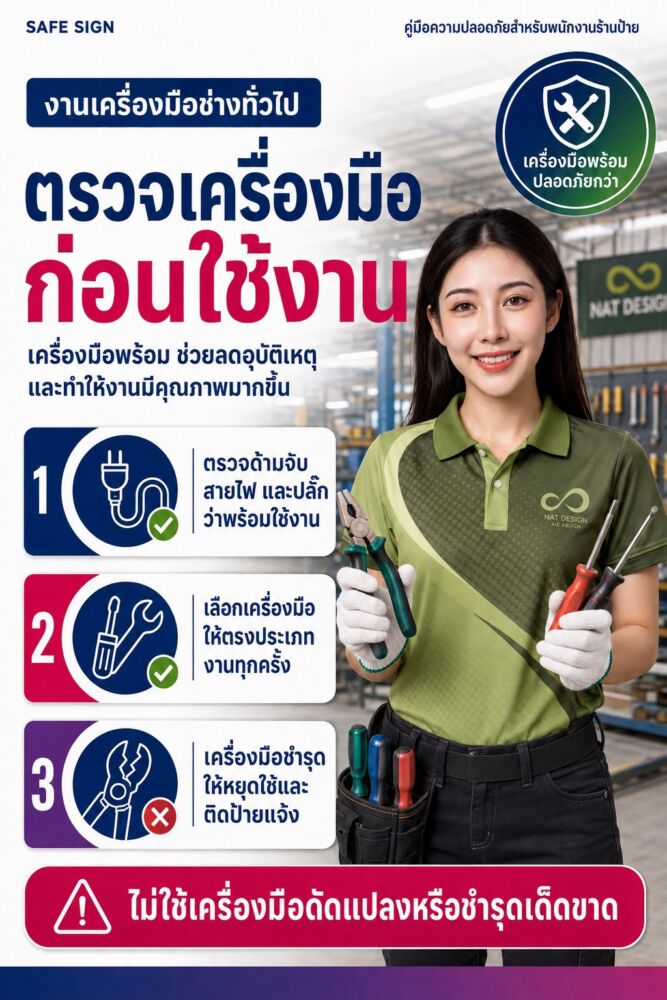 ตรวจเครื่องมือก่อนใช้งาน