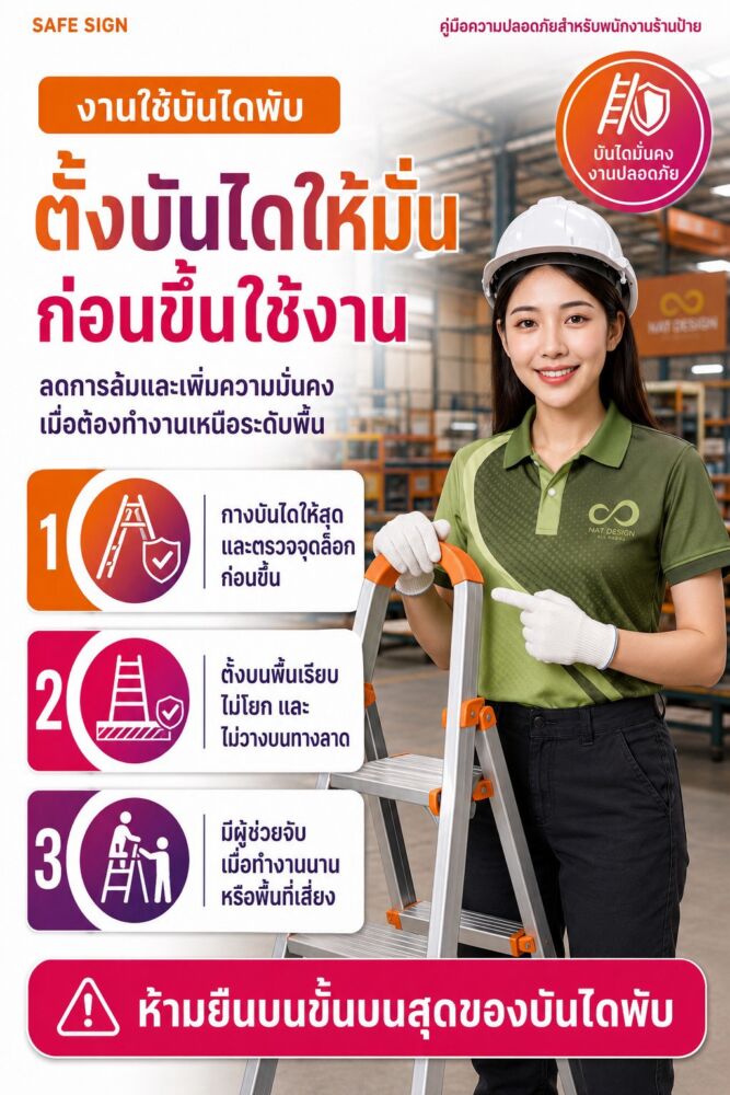 ตั้งบันไดให้มั่นก่อนขึ้นใช้งาน