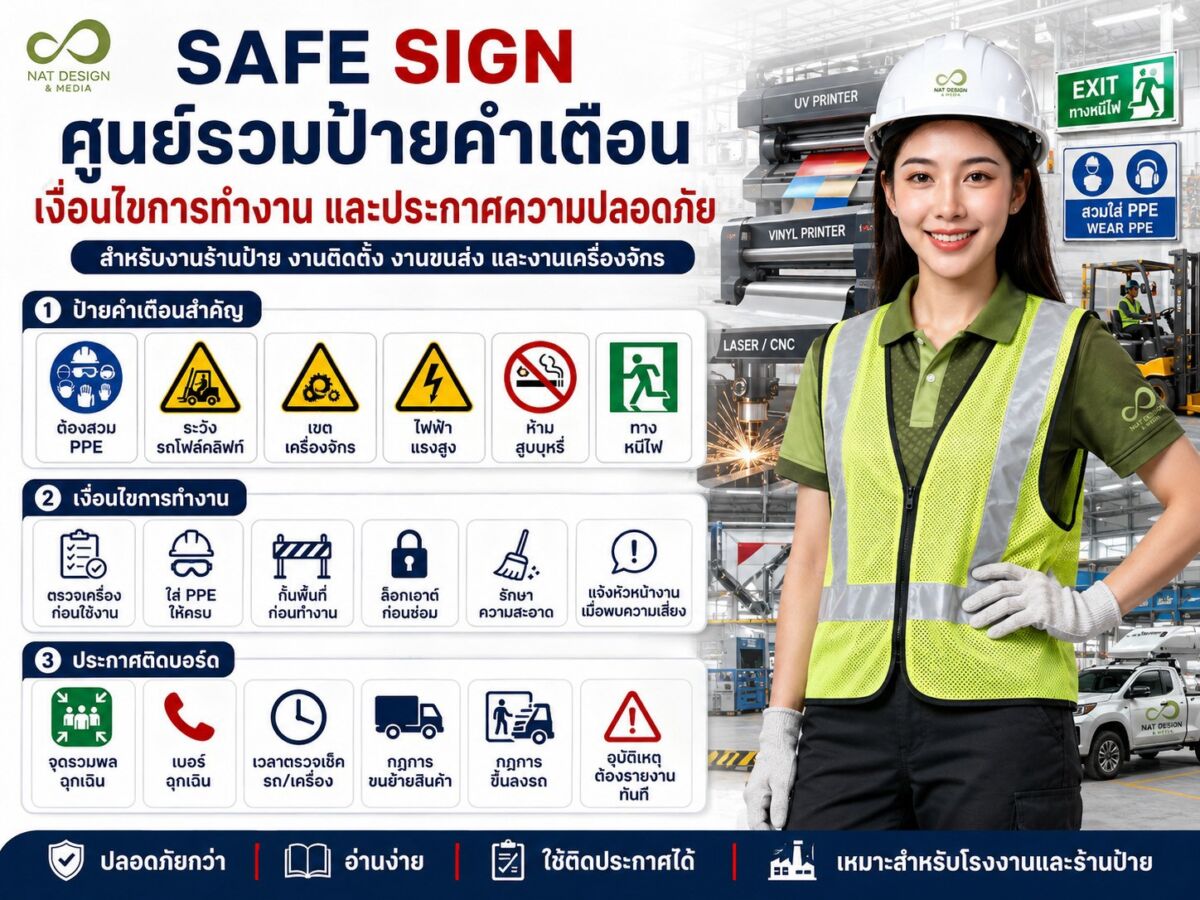 ศูนย์รวมป้ายคำเตือน Safe Sign ป้ายเตือนความปลอดภัยติดในร้าน Natdesigntak