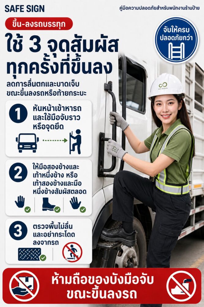 ใช้ 3 จุดสัมผัสทุกครั้งขึ้นลงรถบรรทุก