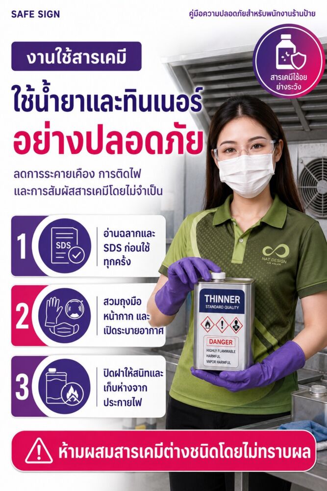 ใช้น้ำยาและทินเนอร์อย่างปลอดภัย