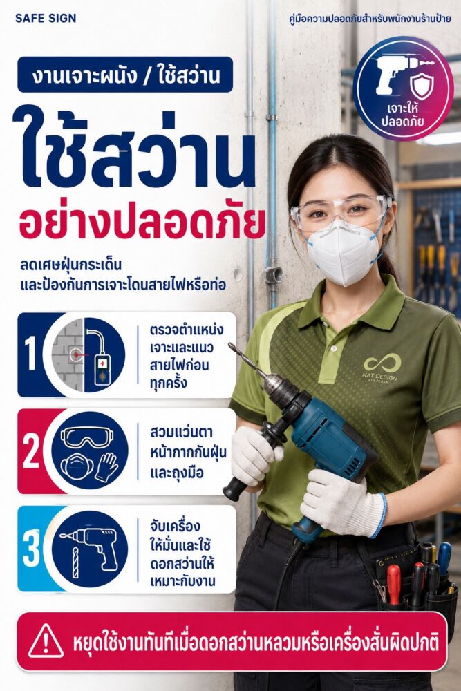 ใช้สว่านอย่างปลอดภัย