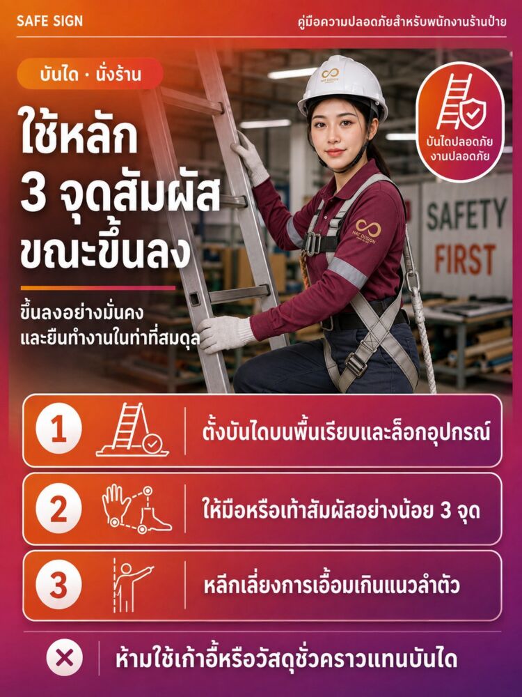ใช้หลัก 3 จุดสัมผัสขณะขึ้นลง