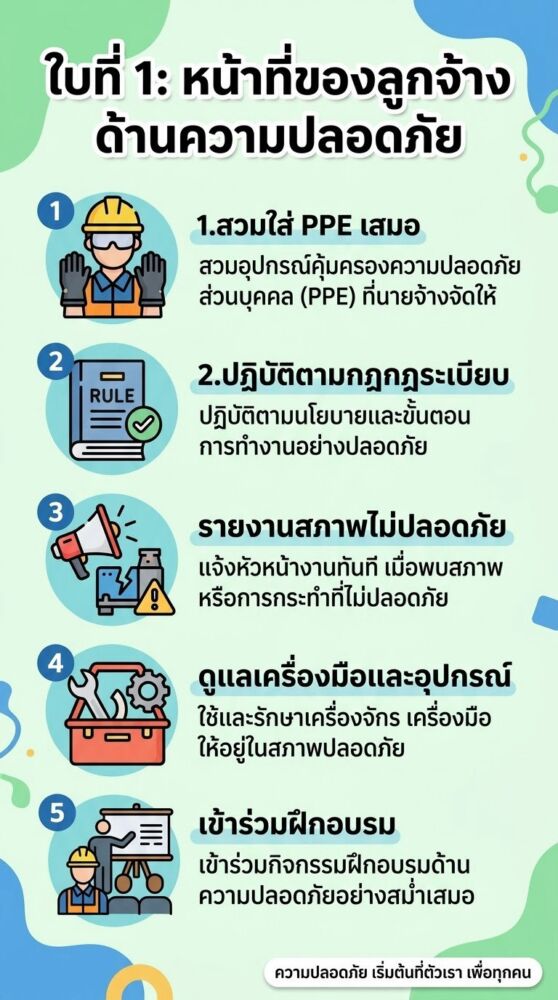 ใบที่ 1 หน้าที่ของลูกจ้างด้านความปลอดภัย Natdesigntak